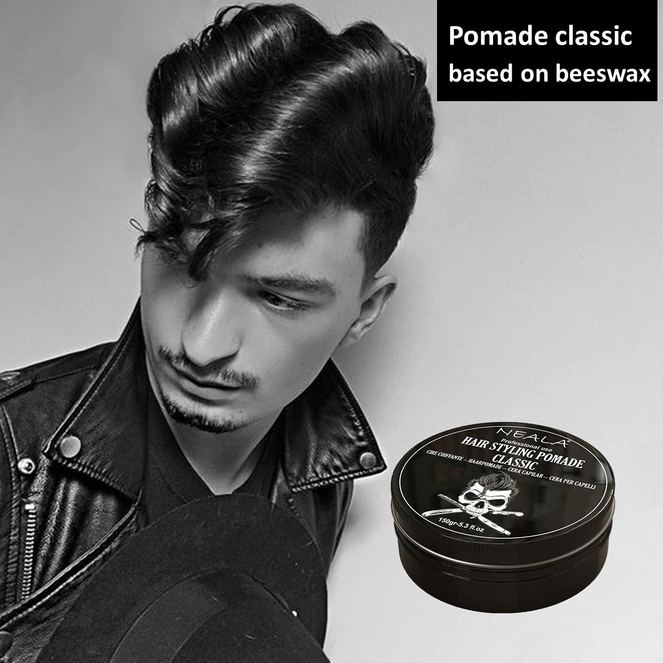 Neala Classic Pomade - 150g - Wax enriched with Vitamin E and beeswax - Shiny finish, medium soft hold