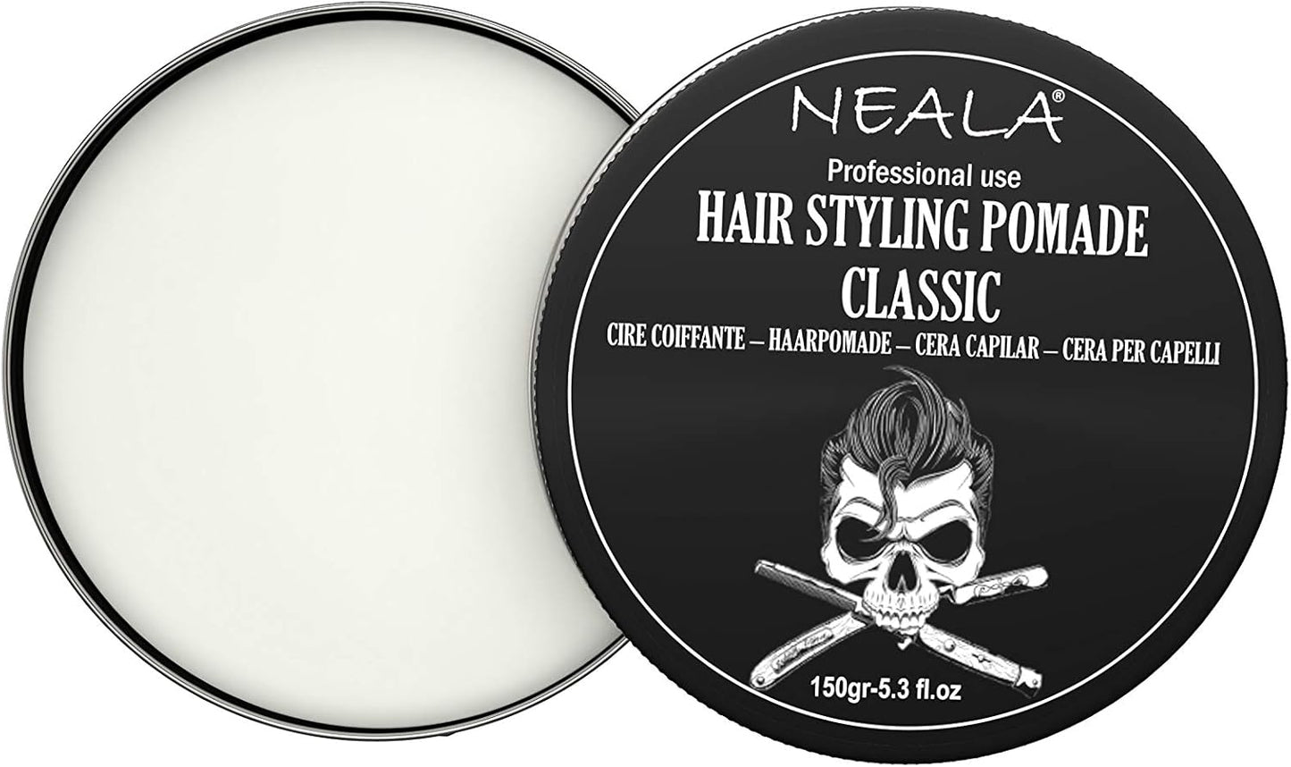 Neala Classic Pomade - 150g - Wax enriched with Vitamin E and beeswax - Shiny finish, medium soft hold