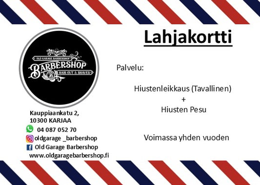 Lahjakortti: Hiustenleikkaus Parturi (Tavallinen) <20 min.
