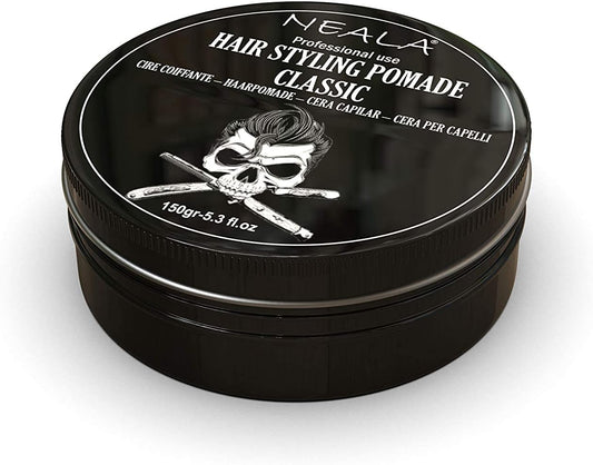 Neala Classic Pomade - 150g - Vitamiinilla E ja mehiläisvahalla rikastettu vaha - Kiiltävä pinta, keskipehmeä pito