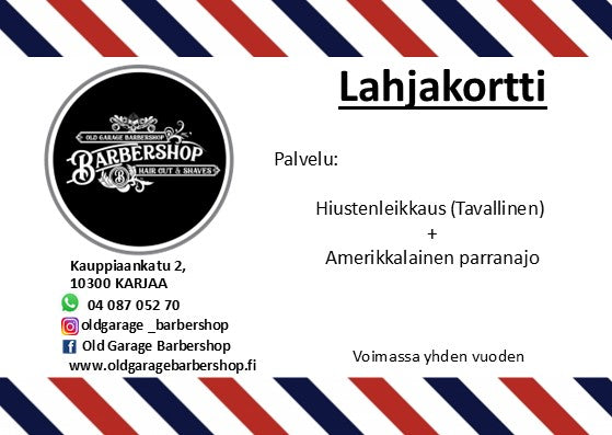 Lahjakortti: Hiustenleikkaus Parturi (Tavallinen) <20 min.