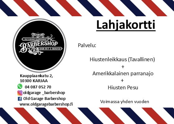 Lahjakortti: Hiustenleikkaus Parturi (Tavallinen) <20 min.