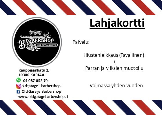 Lahjakortti: Hiustenleikkaus Parturi (Tavallinen) <20 min.