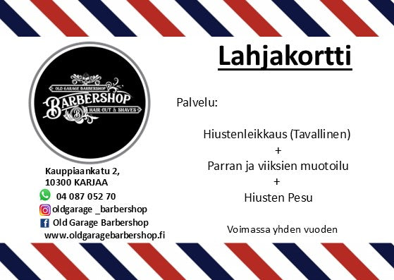 Lahjakortti: Hiustenleikkaus Parturi (Tavallinen) <20 min.