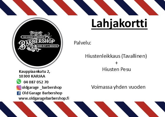 Lahjakortti: Hiustenleikkaus Parturi (Tavallinen) <20 min.