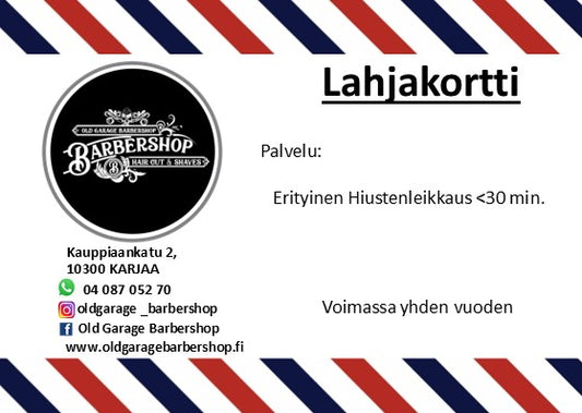 Erityinen Hiustenleikkaus <30 min.