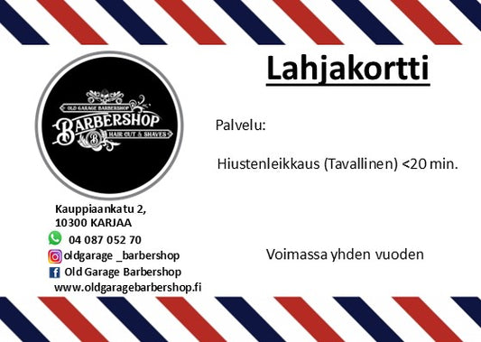 Lahjakortti: Hiustenleikkaus Parturi (Tavallinen) <20 min.